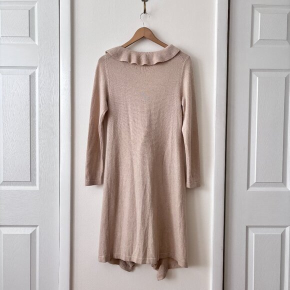 Neiman Marcus Ruffled Longline 100% Cashmere Cardigan - Picture 4 of 5
